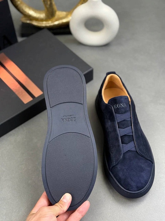 Замшевые кроссовки Zegna Triple Stitch