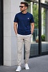 Брендовая мужская футболка Moncler тёмно-синего цвета