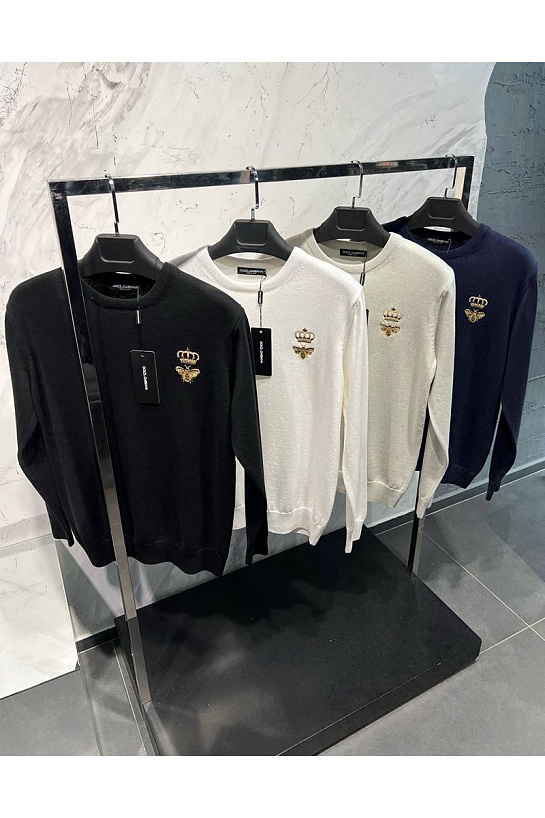 Серый джемпер Dolce&Gabbana bee crown embroidered