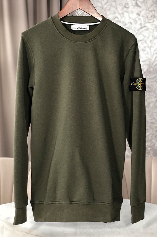 Мужской зелёный свитшот Stone Island с патчем на плече