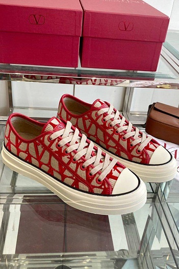 Женские кеды Valentino Toile Iconographe Totaloop Premium - Red   