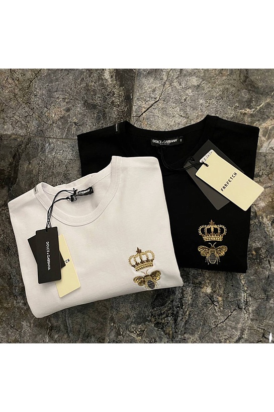 Чёрная футболка Dolce & Gabbana bee crown embroidered