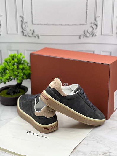 Замшевые кроссовки Loro Piana Tennis Walk - Grey   