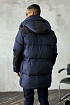 Удлинённый тёмно-синий пуховик Burberry Nylon logo-patch