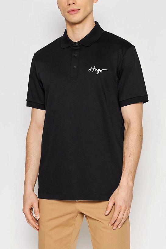 Поло чёрного цвета Hugo Boss Daipo logo-embroidered