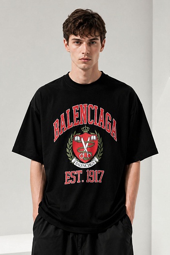 Оверсайз футболка Balenciaga est.1917 - Black   