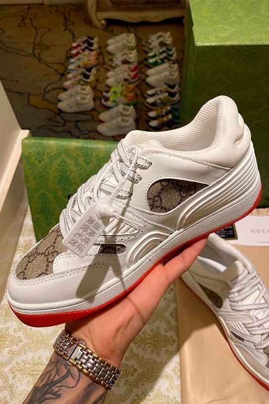 Мужские кожаные кроссовки Gucci