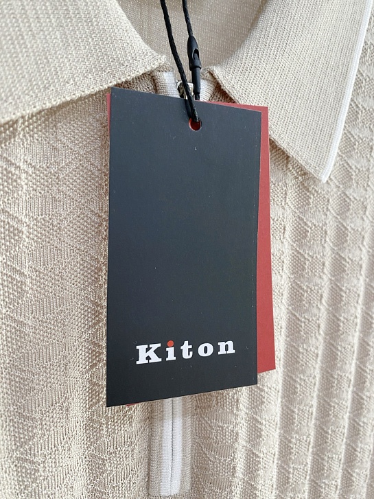 Вязаное поло бежевого цвета Kiton premium