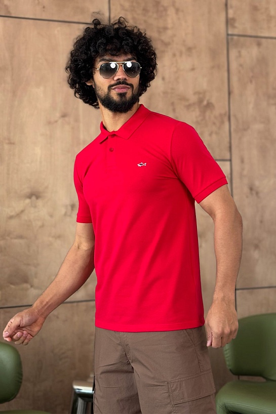 Красное поло Paul & Shark logo-embroidered