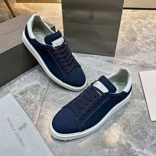 Мужские кроссовки Brunello Cucinelli nubuck calfskin - Navy   
