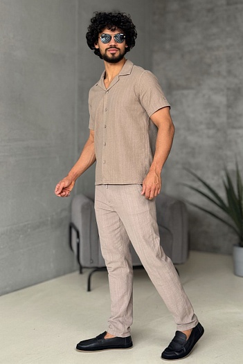 Мужская рубашка Loro Piana бежевого цвета   