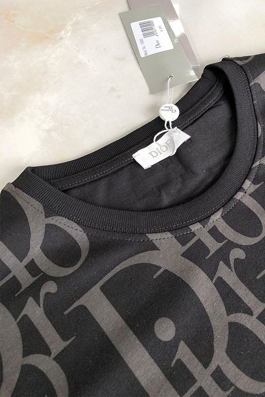 Чёрная мужская футболка Dior All-over Logo
