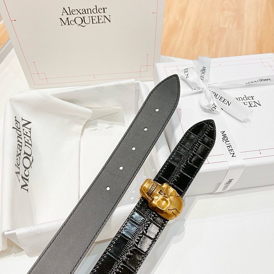 Кожаный ремень Alexander McQueen Skull Premium (ширина 3.5 см)