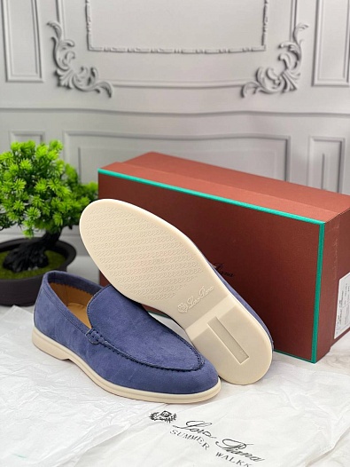 Замшевые лоферы Loro Piana Summer Walk - Blue   