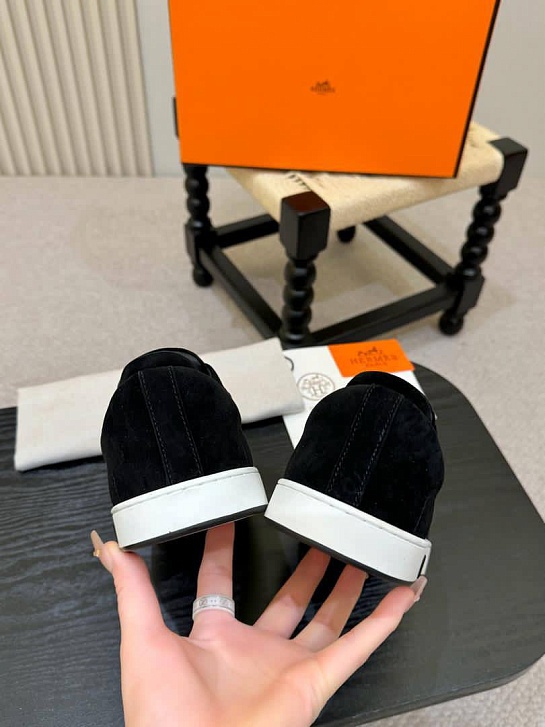 Мужские замшевые кроссовки Hermes Kid - Black