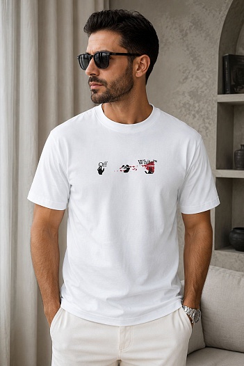 Белая оверсайз футболка Off-White Acrylic Arrow   