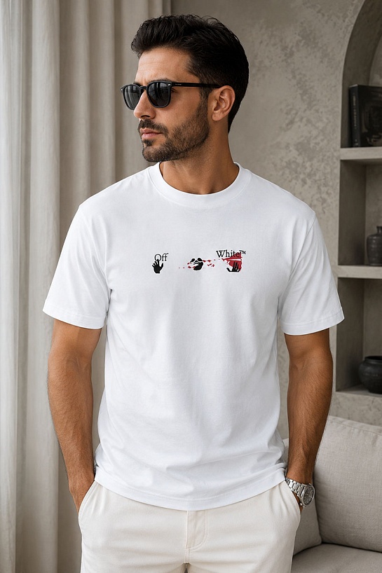 Белая оверсайз футболка Off-White Acrylic Arrow