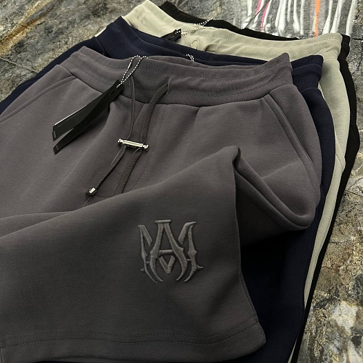 Мужские тёмно-синие шорты Amiri logo-embroidered   