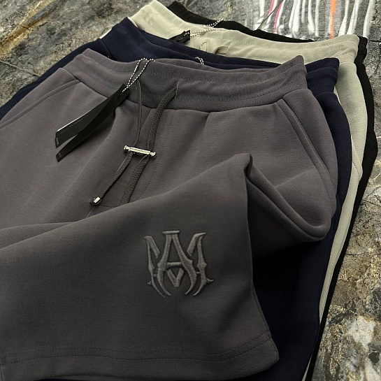 Мужские серые шорты Amiri logo-embroidered