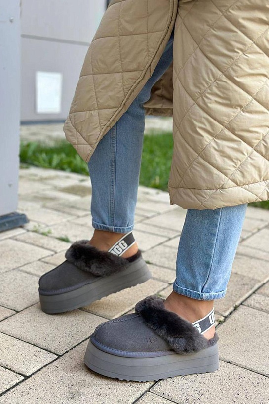 Замшевые женские слиперы с мехом UGG Funkette Platform