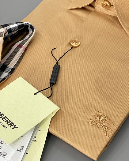 Мужская рубашка Burberry logo-embroidered - Brown   