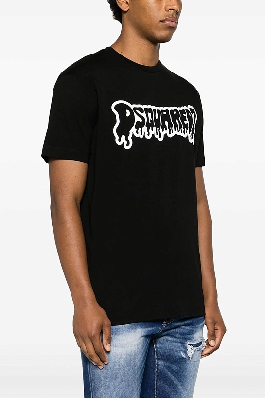 Мужская чёрная футболка Dsquared2 logo-print