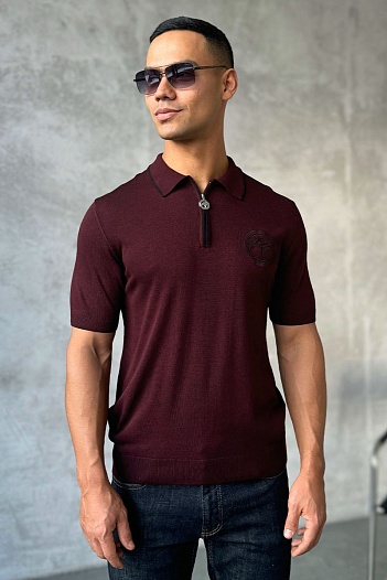 Мужское поло Stefano Ricci Eagle zip-neck - Burgundy   