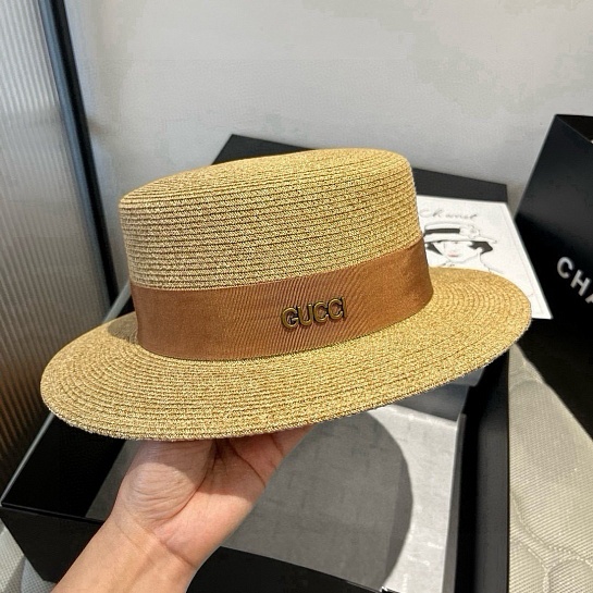 Соломенная шляпа канотье Gucci premium