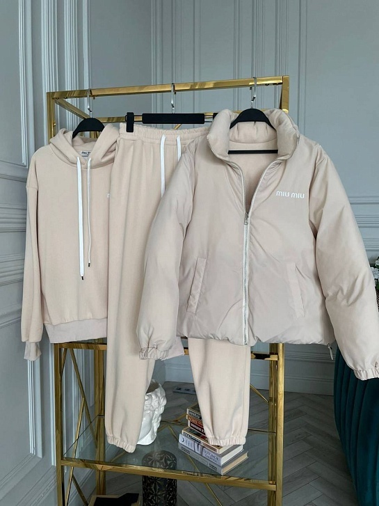 Женский бежевый костюм тройка MIU MIU Premium