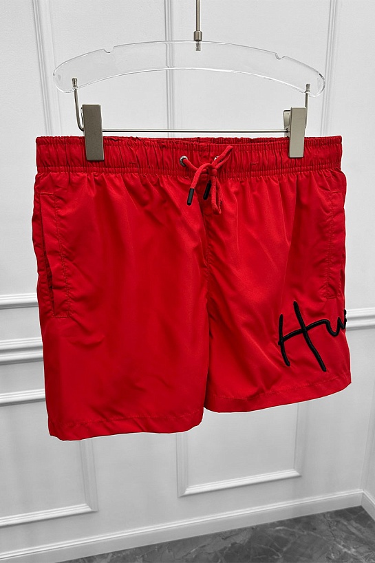 Мужские красные шорты Hugo Boss Dugo logo-embroidered