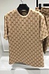 Футболка бежевого цвета Gucci GG monogram-pattern