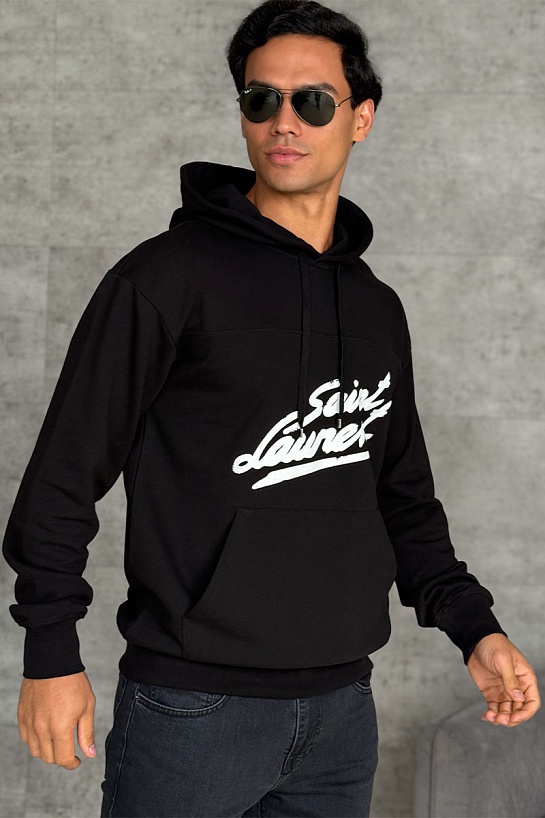 Чёрное худи Saint Laurent Paris logo-print