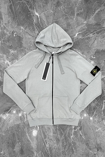 Серая кофта на молнии Stone Island compass-patch   
