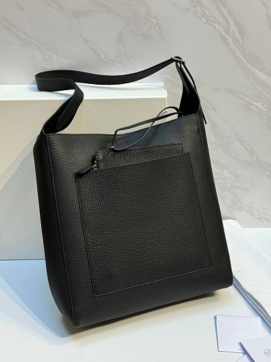 Кожаная чёрная сумка The Row Blake Hobo Premium 33x31x12 см   