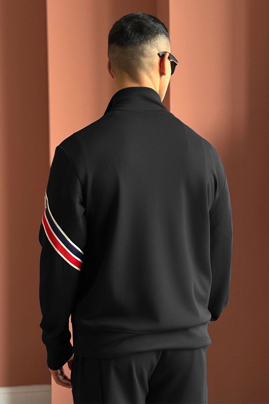 Кофта на молнии Moncler striped logo - Black