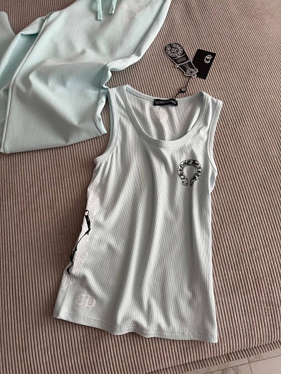 Женская голубая майка Chrome Hearts premium   