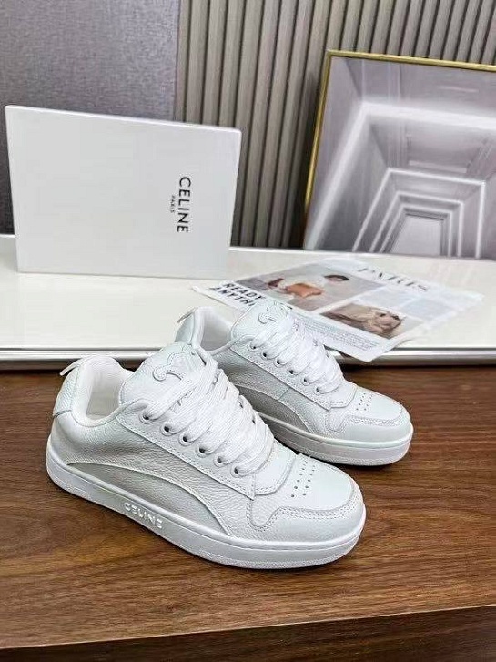 Женские кожаные кроссовки Celine Premium - White