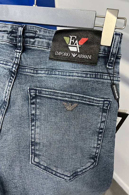 Мужские джинсы Emporio Armani logo-plaque - Grey / Blue