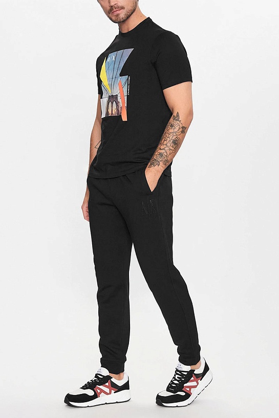 Чёрные спортивные штаны Armani Exchange black embroidery