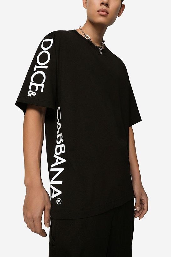 Мужская чёрная футболка Dolce & Gabbana logo-print