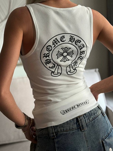 Женская белая майка Chrome Hearts premium   
