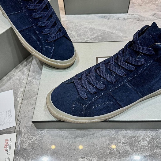 Замшевые кроссовки с мехом Tom Ford high-top - Navy   