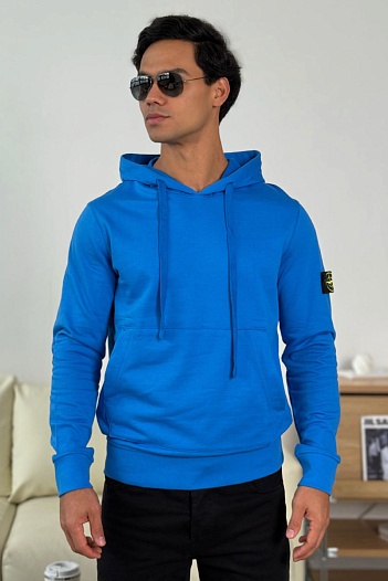 Мужское худи синего цвета Stone Island Compass-patch   