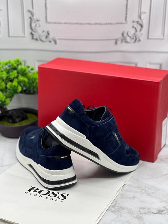 Мужские замшевые кроссовки Hugo Boss - Navy