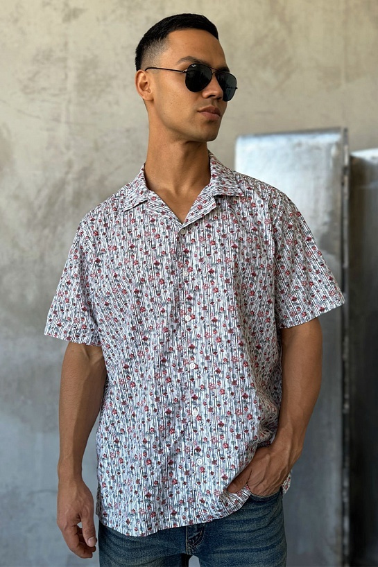 Мужская белая рубашка Dolce & Gabbana floral-print