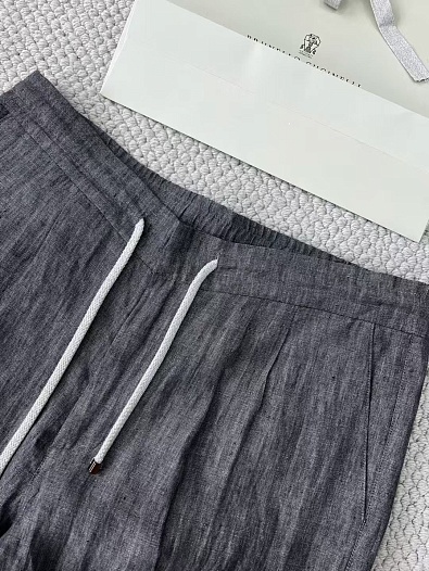 Льняные брюки Brunello Cucinelli Premium - Grey   