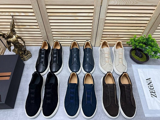 Замшевые кроссовки Ermenegildo Zegna Triple Stitch low-top - Black   