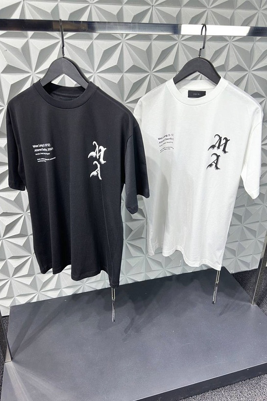Белая оверсайз футболка Amiri x Wes Lang Checker Skull
