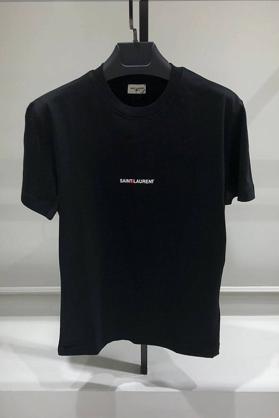 Мужская чёрная футболка Saint Laurent logo-print