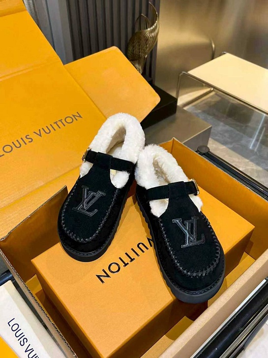 Женские меховые лоферы Louis Vuitton Colorado Comfort Mary Jane premium